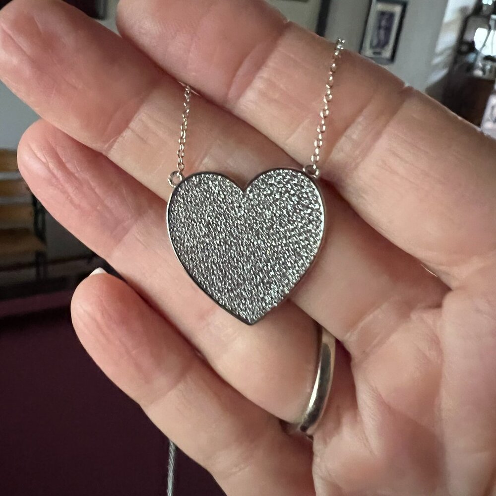 Melinda Maria XL You Have My Whole Heart Pave Necklace - SILVER - NWT